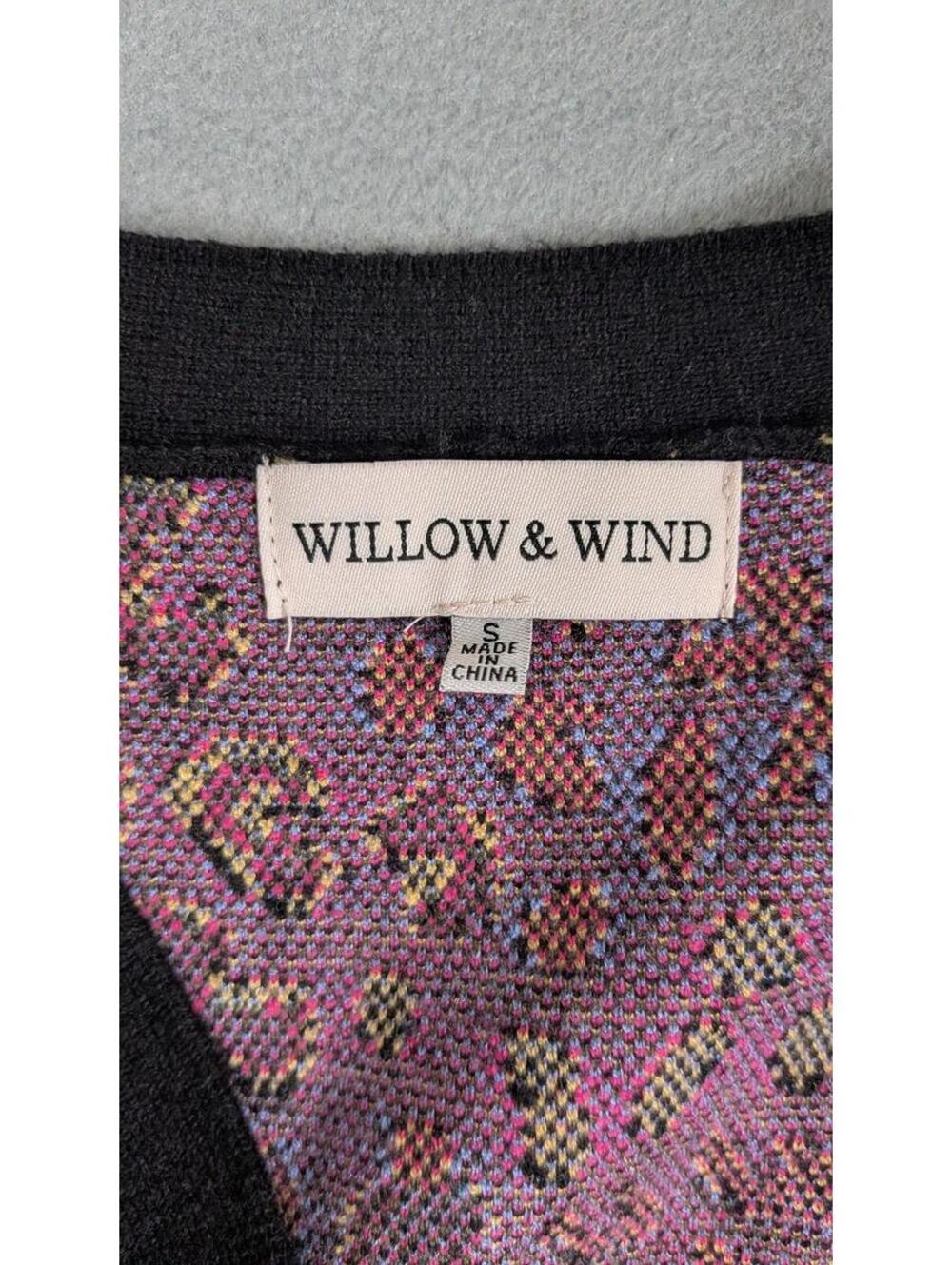 Willow & Wind Sweater Cardigan Womens S Black Colorful Leopard Balloon Sleeve - Picture 5 of 8